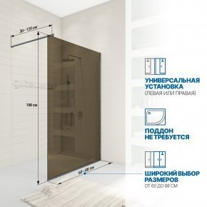 Инфографика 2 WALK-IN P008STB хром блестящий стекло бронзовое