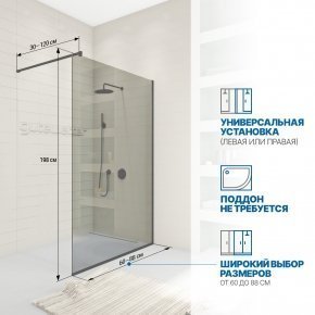 Инфографика 2 WALK-IN P008STB черный матовый стекло бесцветное