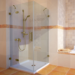 LUX SQUARE GK-003-CH02 золотой гальванический стекло бесцветное левое открывание двери