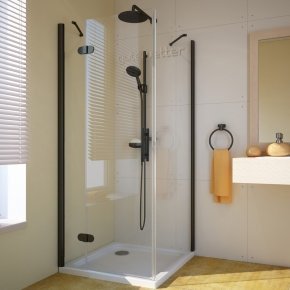 LUX SQUARE GK-103-CH02 черный матовый стекло бесцветное левое открывание двери