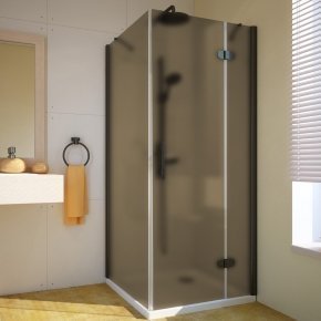 LUX SQUARE GK-103-CH02 черный матовый стекло бронзовое матовое правое открывание двери