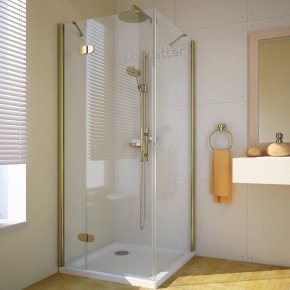 LUX SQUARE GK-103-CH02 золотой металлик стекло выбеленное левое открывание двери