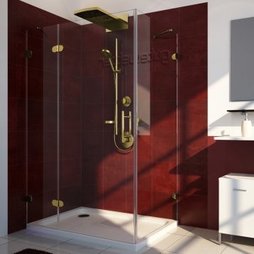 LUX RECTAN GK-003-CH02 золотой металлик стекло бесцветное левое открывание двери