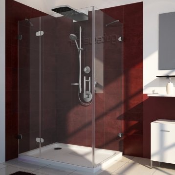 LUX RECTAN GK-003-CH02 хром матовый стекло выбеленное левое открывание двери