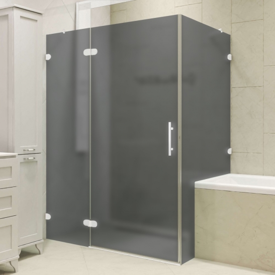 LUX SQUARE GK-003V1-CH02 белый матовый стекло графитовое матовое левое открывание двери