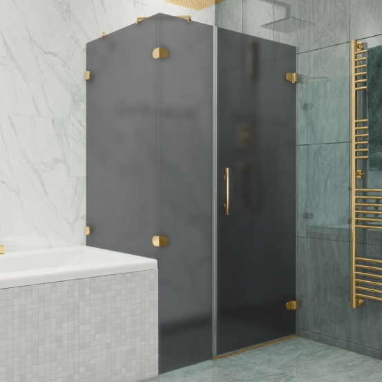 LUX SQUARE GK-003AV-CH02 золотой гальванический стекло графитовое матовое правое открывание двери