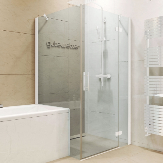 LUX SQUARE GK-003V1PP-CH02 белый матовый стекло выбеленное правое открывание двери