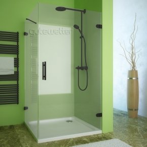 LUX SQUARE GK-001-CH02 черный матовый стекло выбеленное правое открывание двери