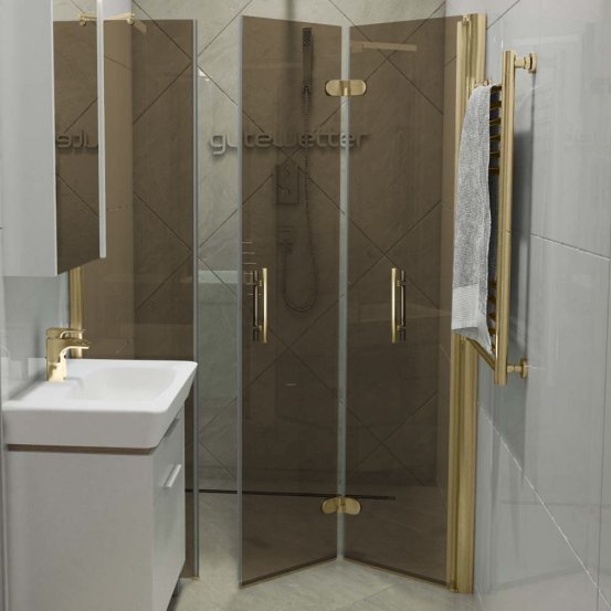 LUX DOOR GK-103C-CH02 золотой металлик стекло бронзовое правое открывание двери