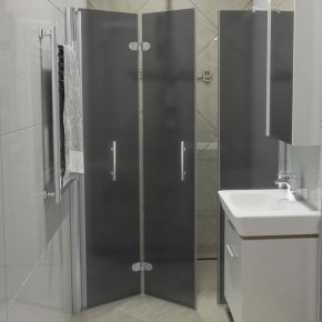 LUX DOOR GK-103C-CH02 хром матовый стекло графитовое матовое левое открывание двери