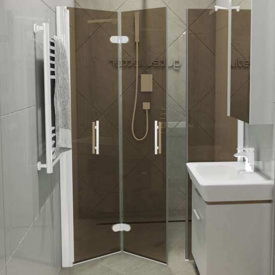 LUX DOOR GK-103C-CH02 белый матовый стекло бронзовое левое открывание двери