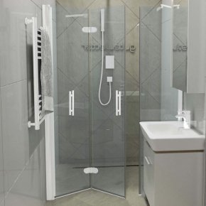 LUX DOOR GK-103C-CH02 белый матовый стекло выбеленное левое открывание двери