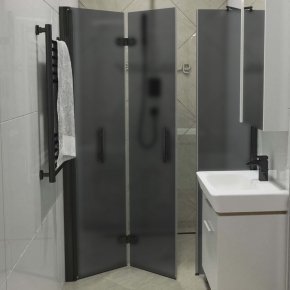 LUX DOOR GK-103C-CH02 черный матовый стекло графитовое матовое левое открывание двери