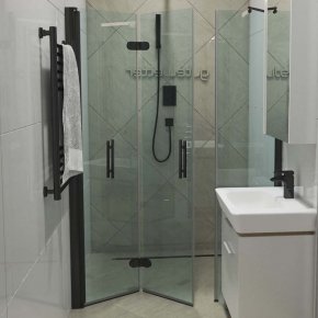 LUX DOOR GK-103C-CH02 черный матовый стекло бесцветное левое открывание двери