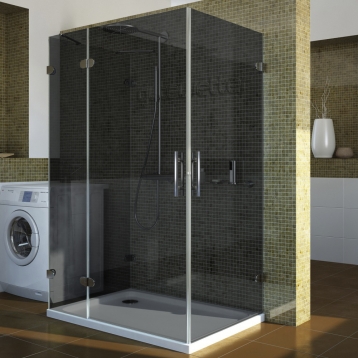 LUX RECTAN GK-004B4-CH02 хром блестящий стекло графитовое левое открывание двери
