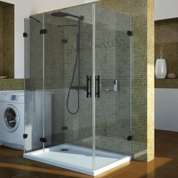 LUX RECTAN GK-004B4-CH02 черный матовый стекло выбеленное левое открывание двери
