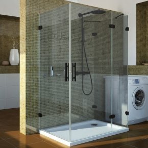 LUX RECTAN GK-004B4-CH02 черный матовый стекло выбеленное правое открывание двери