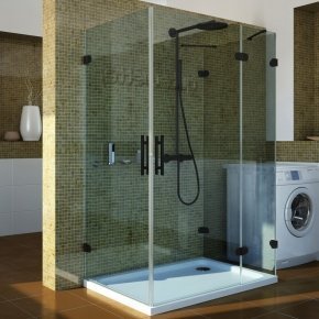 LUX RECTAN GK-004B4-CH02 черный матовый стекло бесцветное правое открывание двери