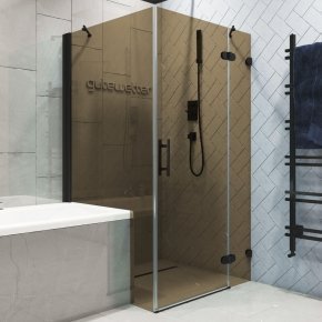 LUX SQUARE GK-003V1P-CH02 черный матовый стекло бронзовое правое открывание двери