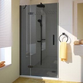 LUX DOOR GK-102-CH02 черный матовый стекло графитовое левое открывание двери