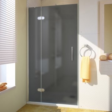 LUX DOOR GK-102-CH02 хром матовый стекло графитовое матовое левое открывание двери