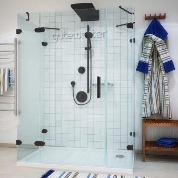 LUX RECTAN GK-005A-CH02 черный матовый стекло выбеленное левое открывание двери