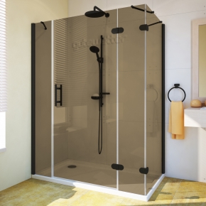 LUX RECTAN GK-104B-CH02 черный матовый стекло бронзовое правое открывание двери