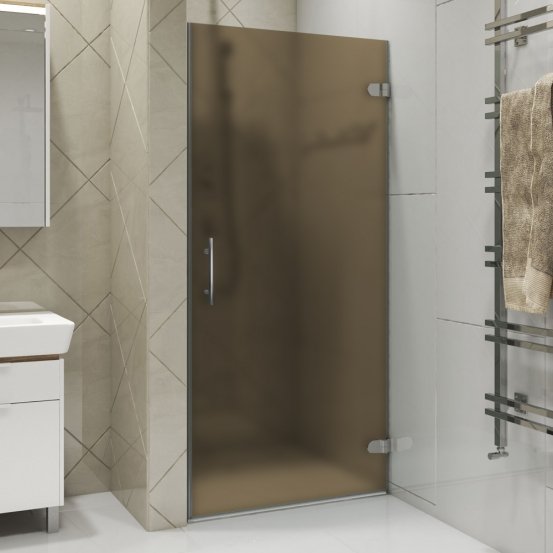 LUX DOOR GK-001-CH02 хром блестящий стекло бронзовое матовое правое открывание двери