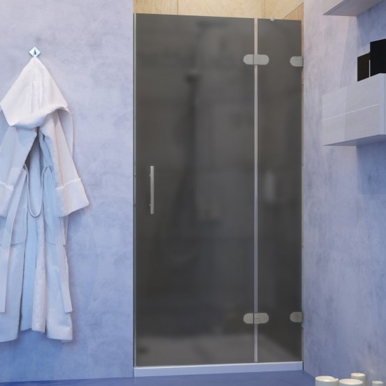 LUX DOOR GK-002A-CH02 хром матовый стекло графитовое матовое правое открывание двери
