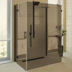 LUX SQUARE GK-104CP-CH02 черный матовый стекло бронзовое левое открывание двери