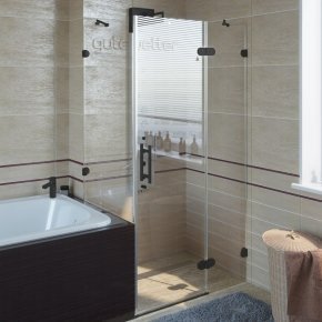 LUX SQUARE GK-003V-CH02 черный матовый стекло бесцветное правое открывание двери