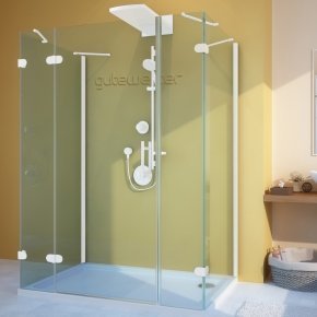 LUX RECTAN GK-105A-CH02 белый матовый стекло бесцветное левое открывание двери