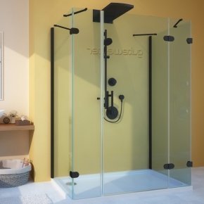 LUX RECTAN GK-105A-CH02 черный матовый стекло бесцветное правое открывание двери
