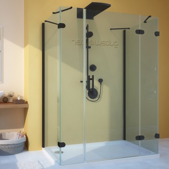 LUX RECTAN GK-105A-CH02 черный матовый стекло выбеленное правое открывание двери