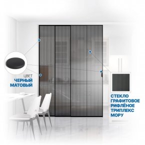 Soft Glide Door IQ-10.304.3 черный матовый стекло графитовое рифлёное триплекс мору