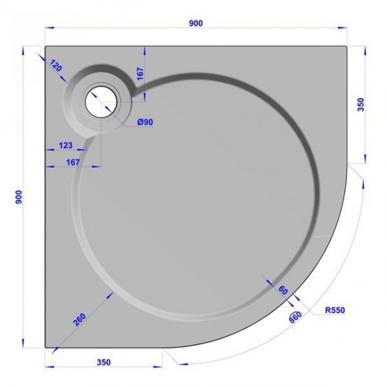 Поддон для душа GW Deluxe 90x90x2 R-White