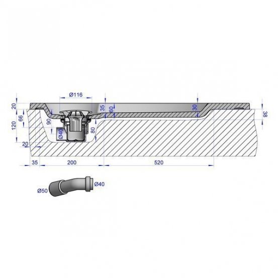 Поддон для душа GW Deluxe 120x80x2 Q-Grey