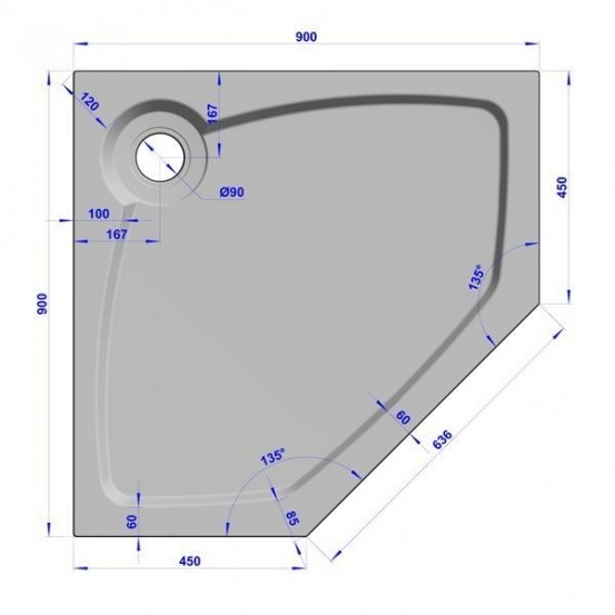 Поддон для душа GW Deluxe 90x90x2 P-Grey