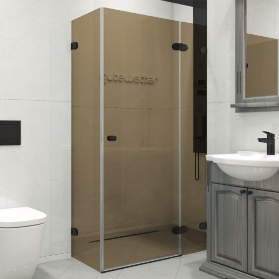 LUX RECTAN GK-003GA-2522 черный матовый стекло бронзовое правое открывание двери