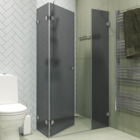 LUX RECTAN GK-003AiN-2522 хром матовый стекло графитовое матовое левое открывание двери