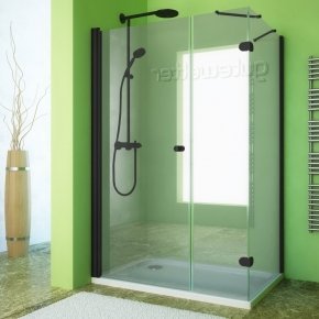 LUX SQUARE GK-103A черный матовый стекло выбеленное левое открывание двери