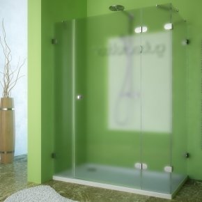 LUX RECTAN GK-004B хром блестящий стекло матовое правое открывание двери