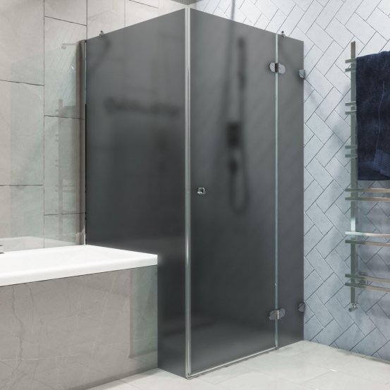 LUX RECTAN GK-003V1P хром блестящий стекло графитовое матовое правое открывание двери