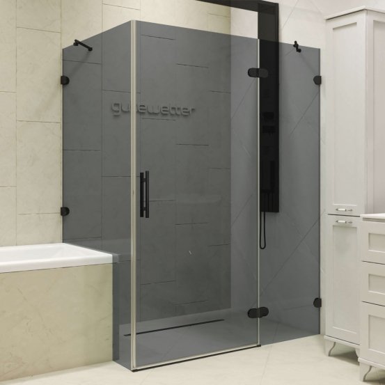 LUX RECTAN GK-003V1-CH02 черный матовый стекло графитовое правое открывание двери