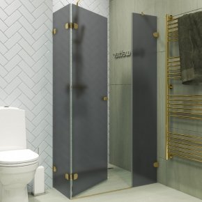 LUX SQUARE GK-003AiN-2522 золотой гальванический стекло графитовое матовое левое открывание двери