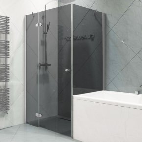LUX RECTAN GK-003VPP999 хром матовый стекло графитовое левое открывание двери