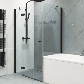 LUX RECTAN GK-003VPP999 черный матовый стекло выбеленное левое открывание двери