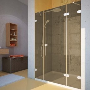 LUX DOOR GK-003 белый матовый стекло бронзовое правое открывание двери