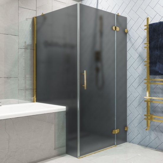 LUX RECTAN GK-003V1P-CH02 золотой металлик стекло графитовое матовое правое открывание двери