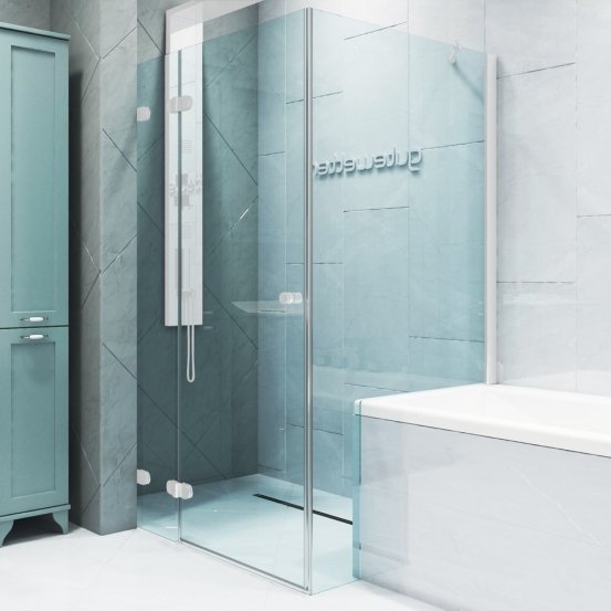 LUX RECTAN GK-003V1P-2522 белый матовый стекло бесцветное левое открывание двери